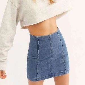 ⭐️2/$20 Free People Womens Modern Femme Denim Jean Stretch Bodycon Mini Skirt